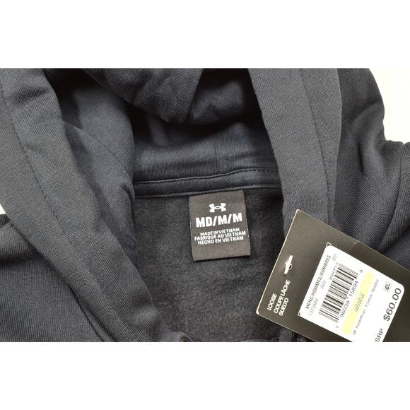 Under Armour Men's Black Essential Fleece Hoodie Regular Size M Cotton Blend NEW - Picture 6 of 8